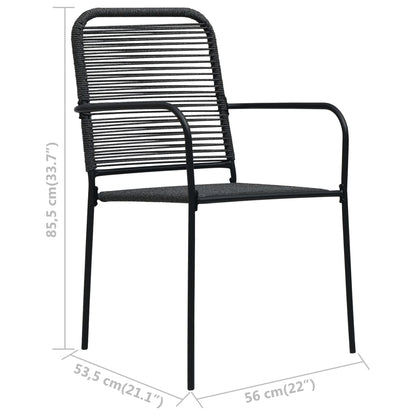 Dining Set Black Cotton rope, powder-coated steel, tempered glass