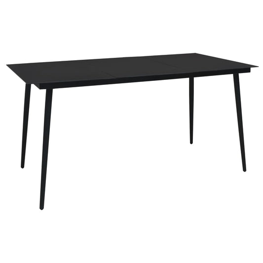 Dining Set Black Cotton rope, powder-coated steel, tempered glass