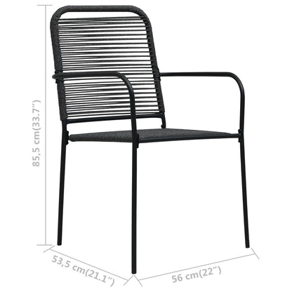 Dining Set Black Cotton rope, powder-coated steel, tempered glass