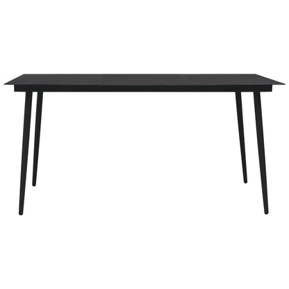 Dining Set Black Cotton rope, powder-coated steel, tempered glass