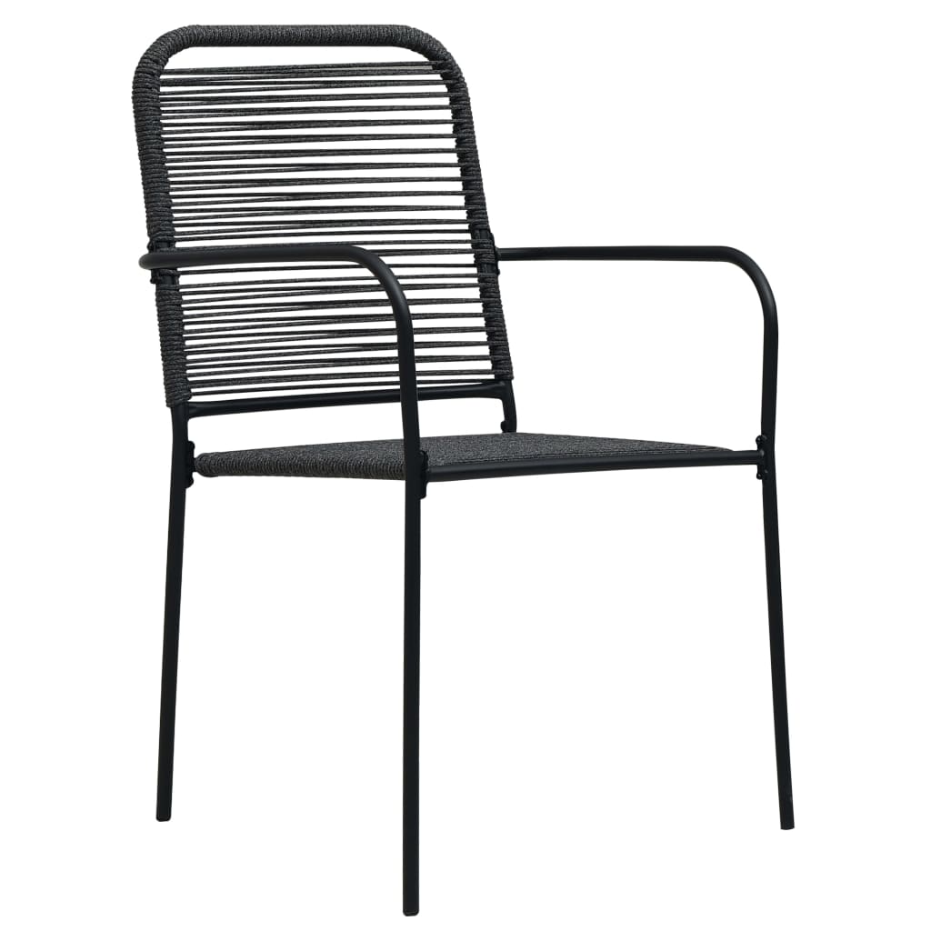 Dining Set Black Cotton rope, powder-coated steel, tempered glass
