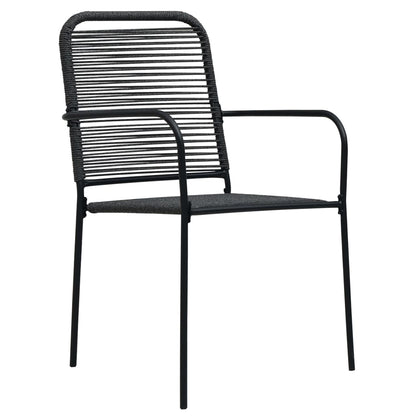 Dining Set Black Cotton rope, powder-coated steel, tempered glass