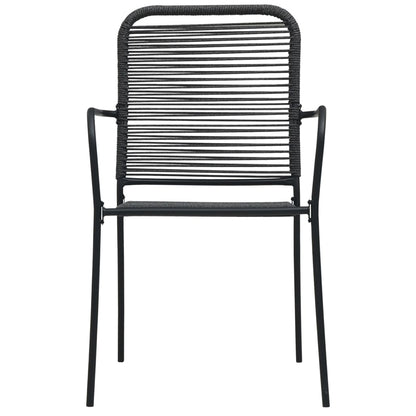 Dining Set Black Cotton rope, powder-coated steel, tempered glass