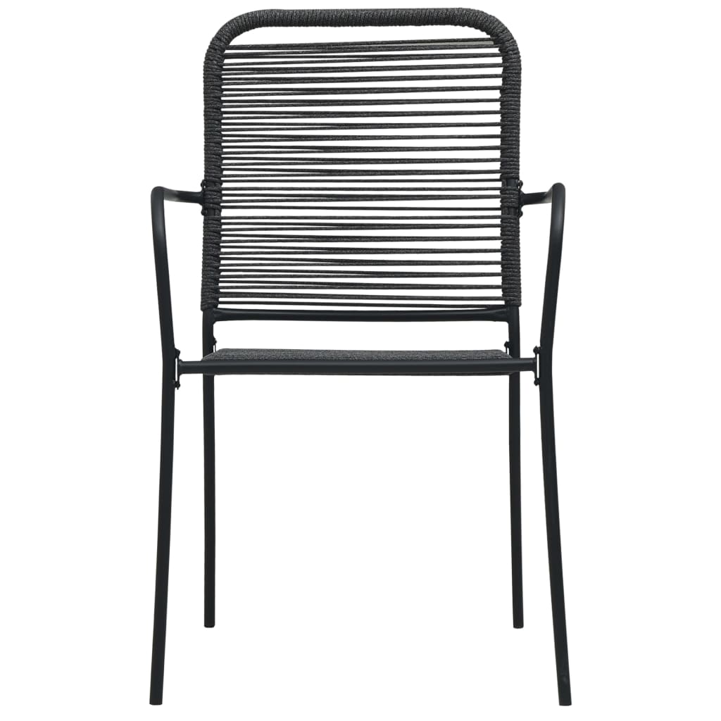 Dining Set Black Cotton rope, powder-coated steel, tempered glass