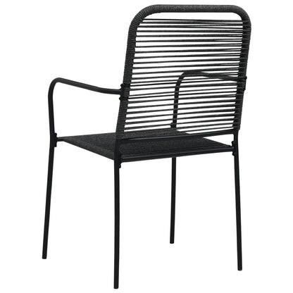 Dining Set Black Cotton rope, powder-coated steel, tempered glass
