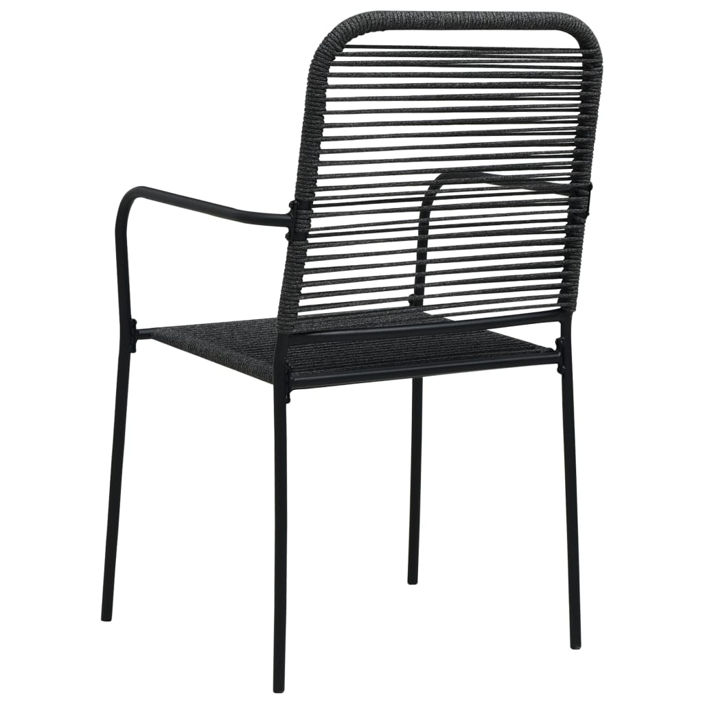 Dining Set Black Cotton rope, powder-coated steel, tempered glass