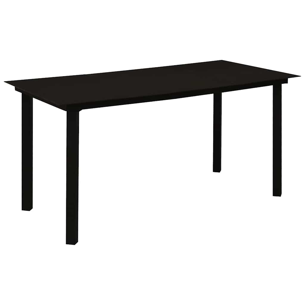 Dining Set Black Cotton Rope, Powder-Coated Steel, Tempered Glass