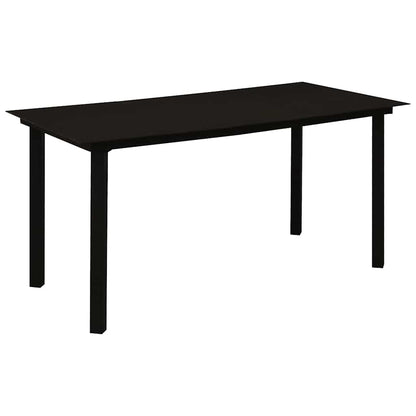 Dining Set Black Cotton Rope, Powder-Coated Steel, Tempered Glass
