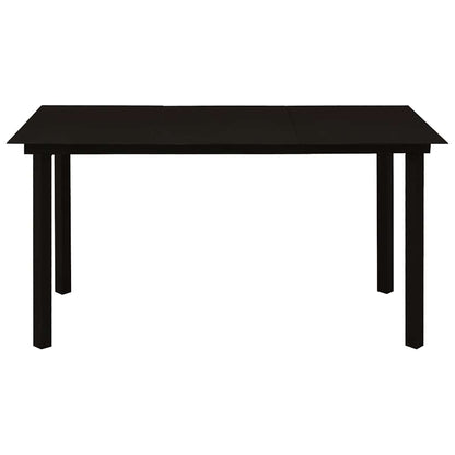 Dining Set Black Cotton Rope, Powder-Coated Steel, Tempered Glass
