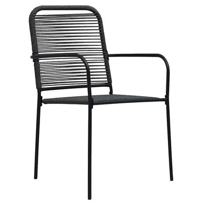 Dining Set Black Cotton Rope, Powder-Coated Steel, Tempered Glass