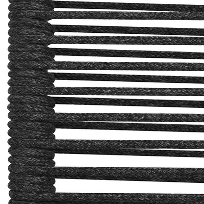 Dining Set Black Cotton Rope, Powder-Coated Steel, Tempered Glass