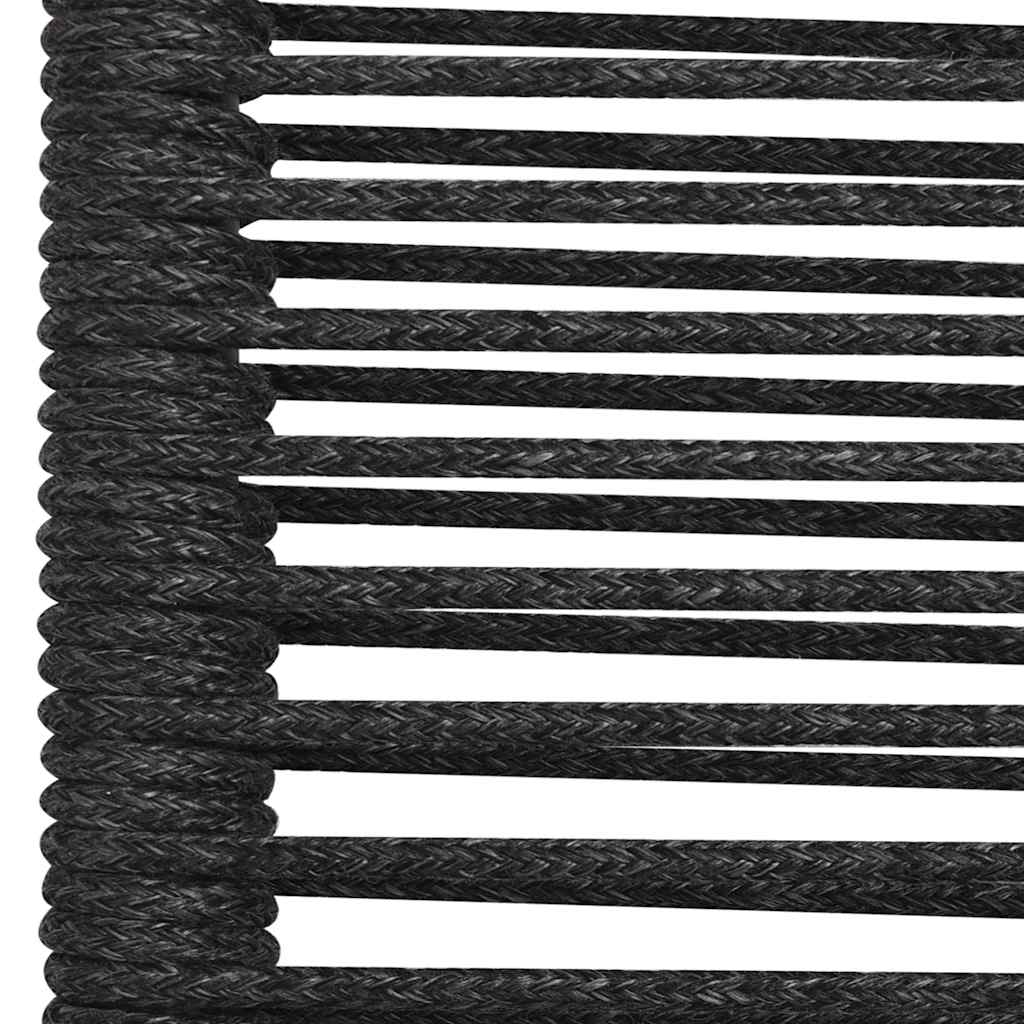 Dining Set Black Cotton Rope, Powder-Coated Steel, Tempered Glass