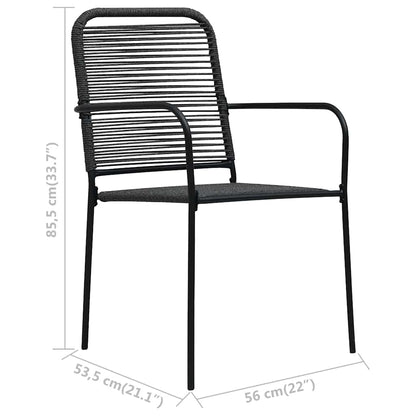 Dining Set Black Cotton Rope, Powder-Coated Steel, Tempered Glass