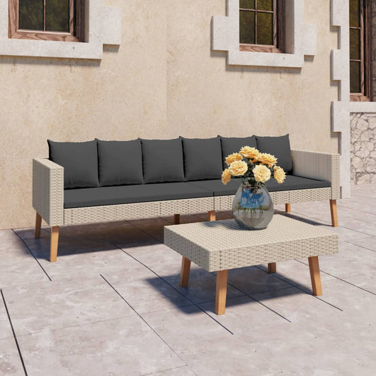 Garden Furniture Set Beige, Anthracite PE rattan 3-seater Modular