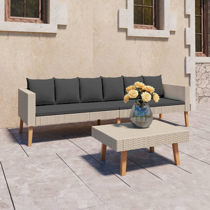Garden Furniture Set Beige, Anthracite PE rattan 3-seater Modular