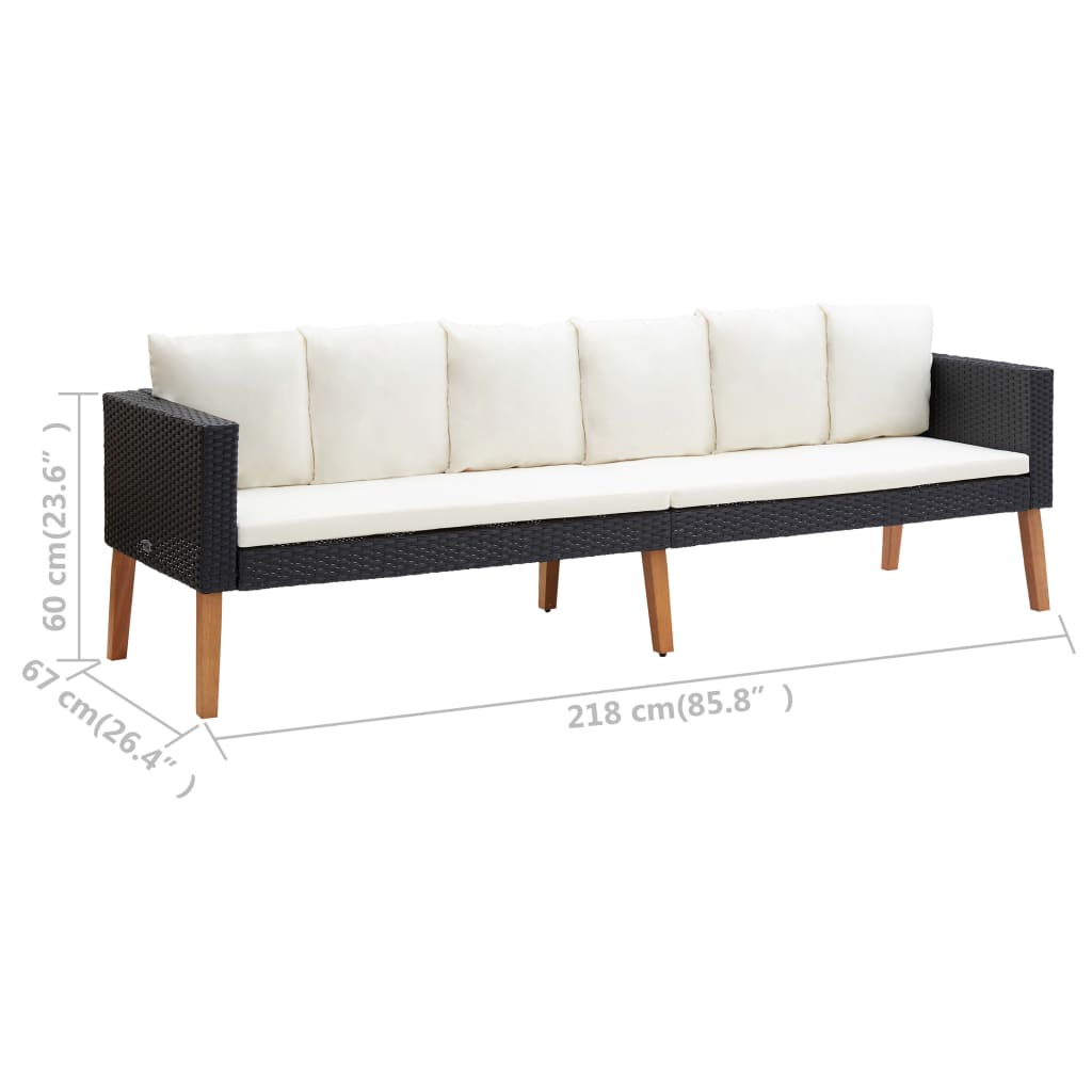 Garden Furniture Set Black, Cream White