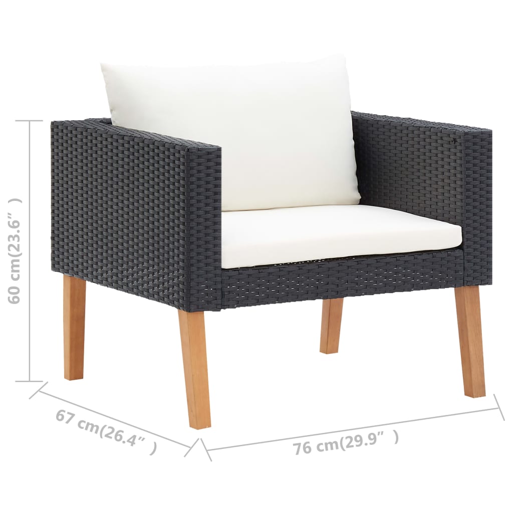 Garden Furniture Set Black, Cream White
