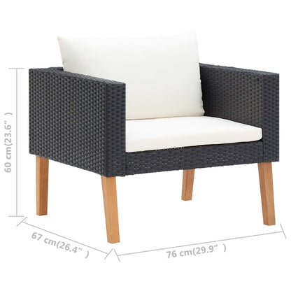 Garden Furniture Set Black, Cream White