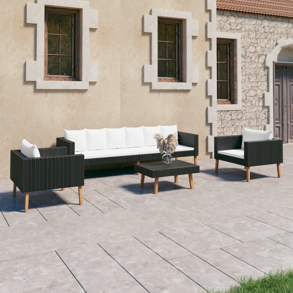 Garden Furniture Set Black, Cream White