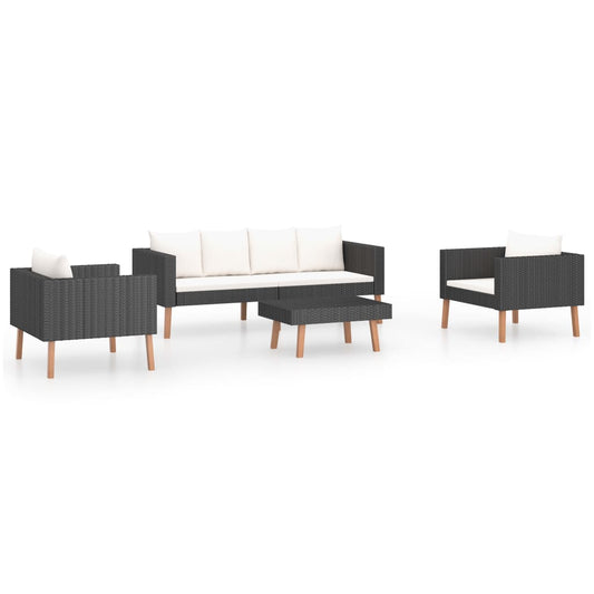 Garden Furniture Set Black, Cream White