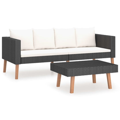 Garden Furniture Set Black PE rattan Medium Durable