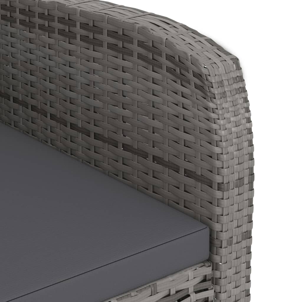 Outdoor Dining Set Grey Poly Rattan, Powder-Coated Steel, Glass