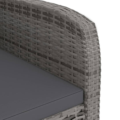 Outdoor Dining Set Grey Poly Rattan, Powder-Coated Steel, Glass