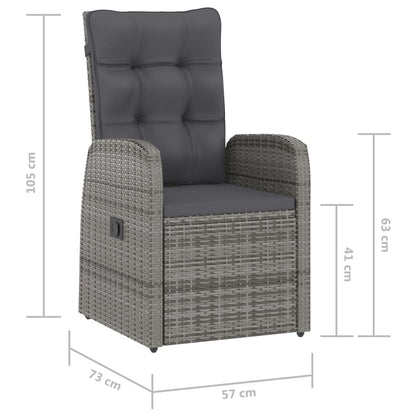 Outdoor Dining Set Grey Poly Rattan, Powder-Coated Steel, Glass