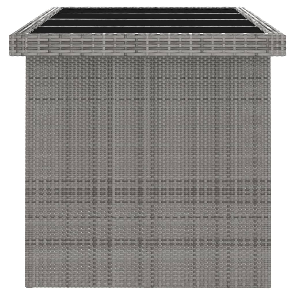 Outdoor Dining Set Grey Poly Rattan, Powder-Coated Steel, Glass