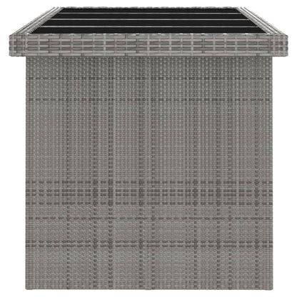 Outdoor Dining Set Grey Poly Rattan, Powder-Coated Steel, Glass