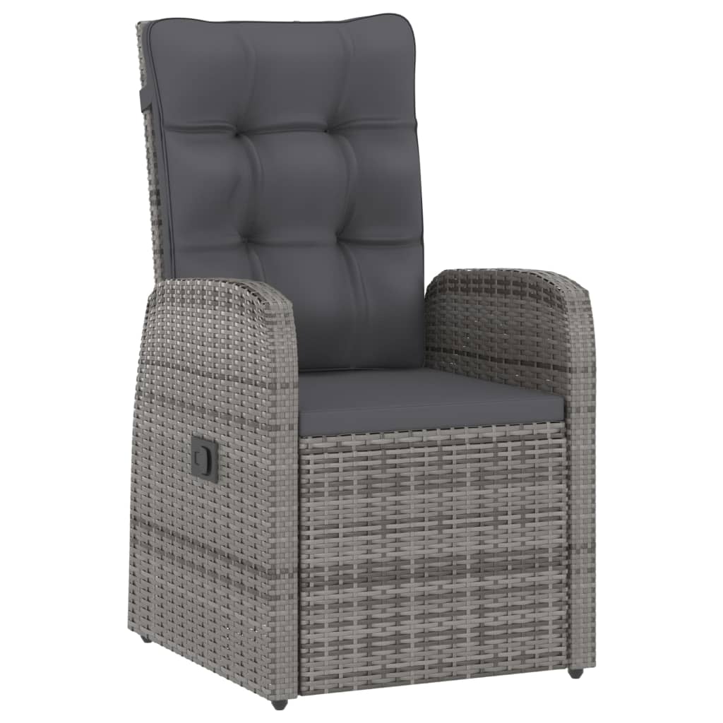 Outdoor Dining Set Grey Poly Rattan, Powder-Coated Steel, Glass