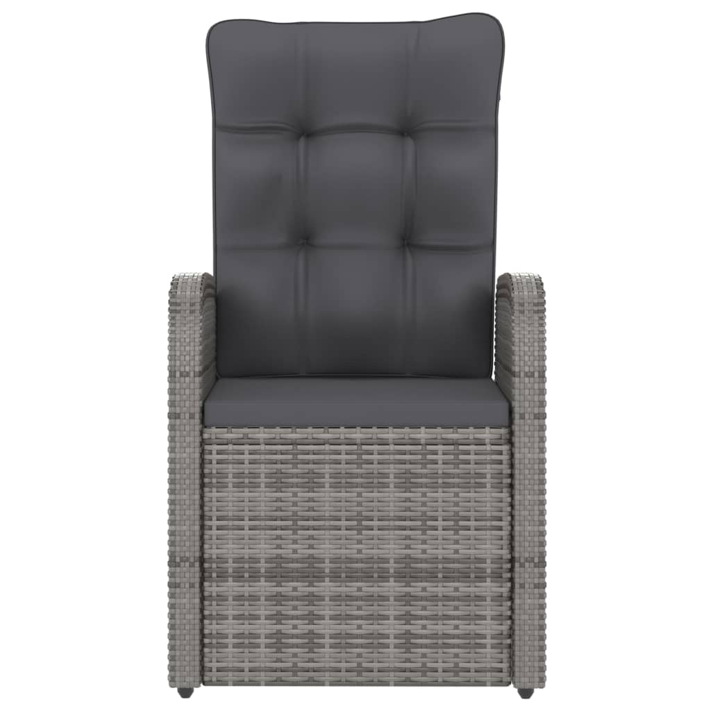 Outdoor Dining Set Grey Poly Rattan, Powder-Coated Steel, Glass