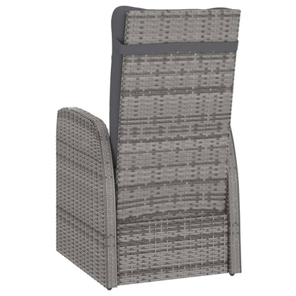 Outdoor Dining Set Grey Poly Rattan, Powder-Coated Steel, Glass