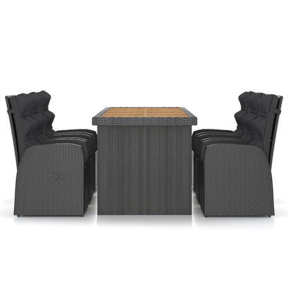 Outdoor Dining Set Black, Natural Wood