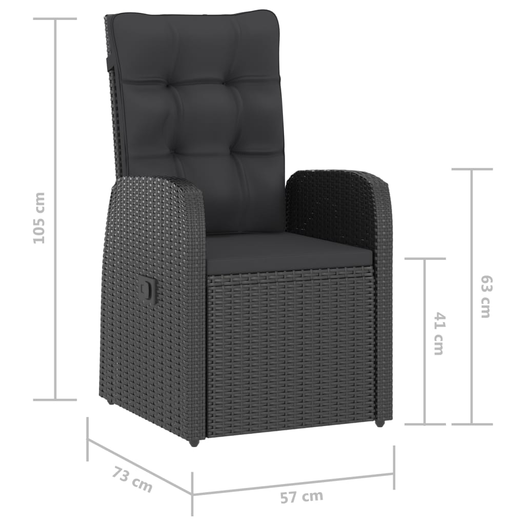 Outdoor Dining Set Black, Natural Wood
