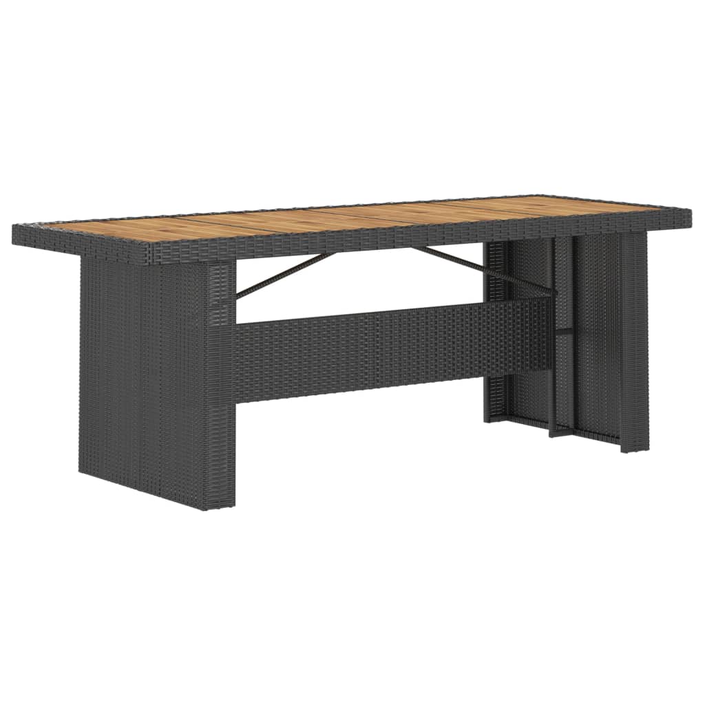 Outdoor Dining Set Poly rattan: Black, Acacia: Natural