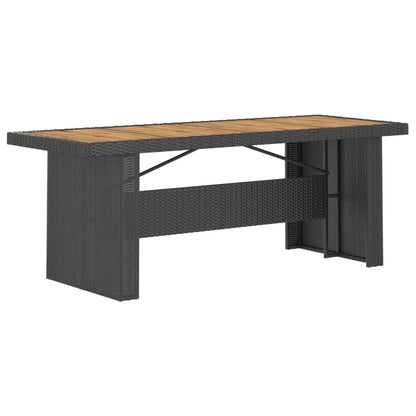 Outdoor Dining Set Poly rattan: Black, Acacia: Natural