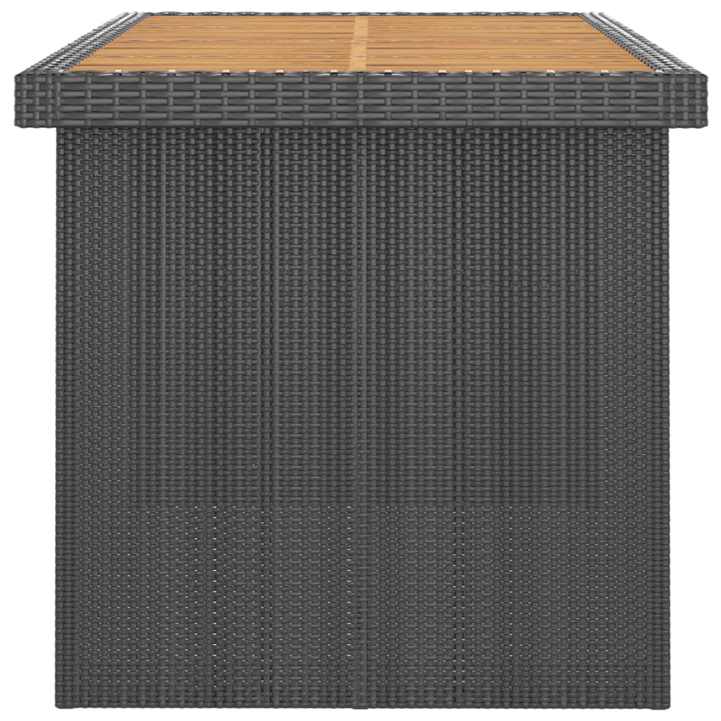Outdoor Dining Set Poly rattan: Black, Acacia: Natural