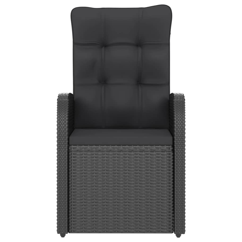 Outdoor Dining Set Poly rattan: Black, Acacia: Natural