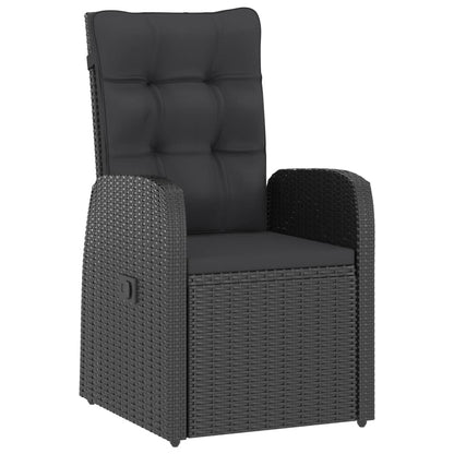 Outdoor Dining Set Black PE rattan, powder-coated steel, glass