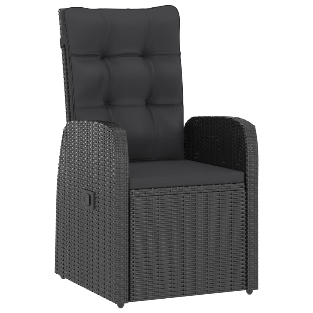 Outdoor Dining Set Black PE rattan, powder-coated steel, glass
