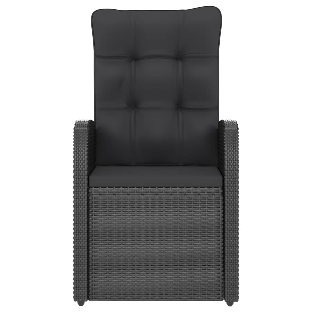 Outdoor Dining Set Black PE rattan, powder-coated steel, glass
