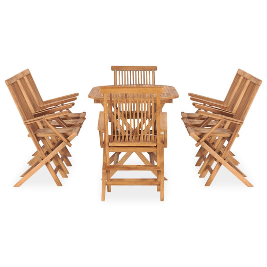 Outdoor Dining Set Natural Teak Solid Teak Wood Medium Foldable