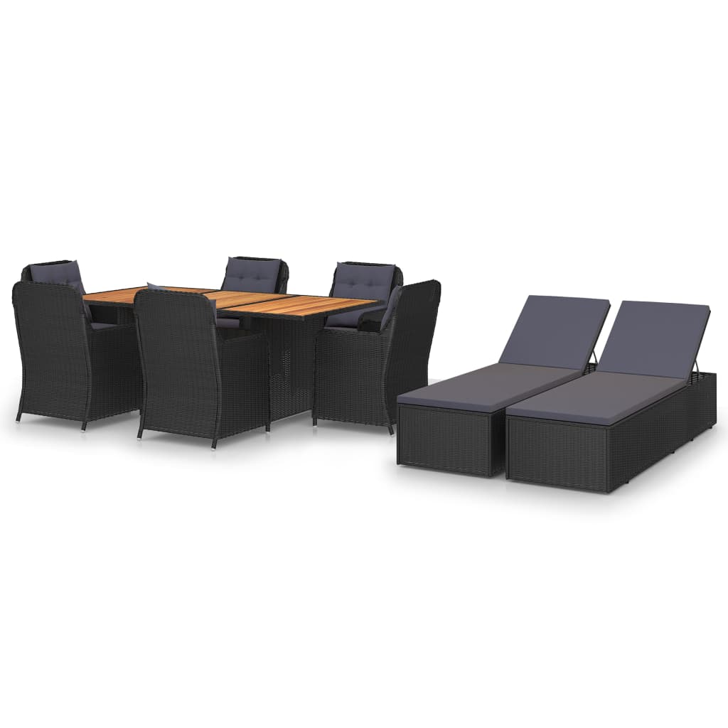 Dining Set Black and Dark Grey