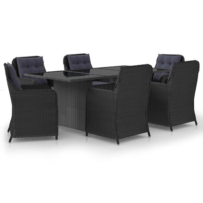 Dining Set Black PE rattan 7 Piece Removable Covers