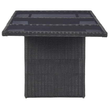 Dining Set Black PE rattan 7 Piece Removable Covers