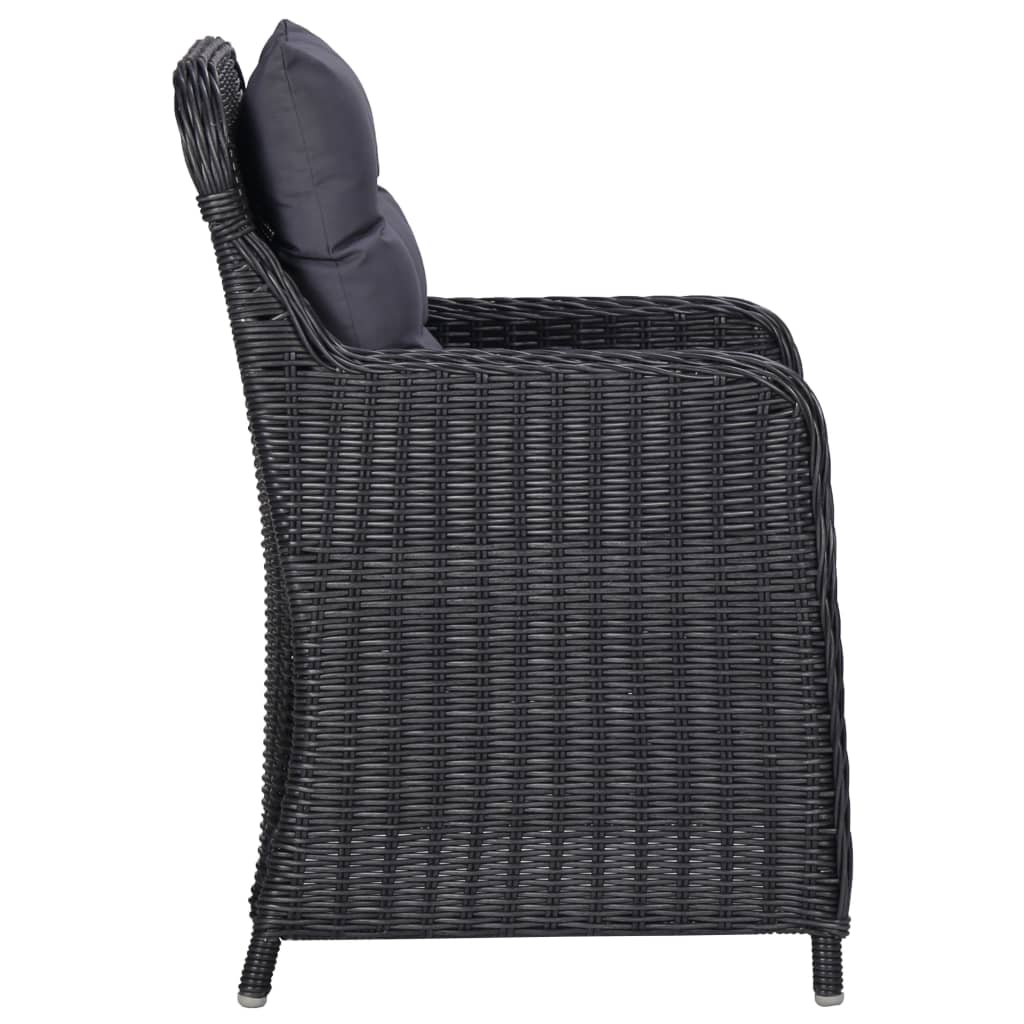 Dining Set Black PE rattan 7 Piece Removable Covers