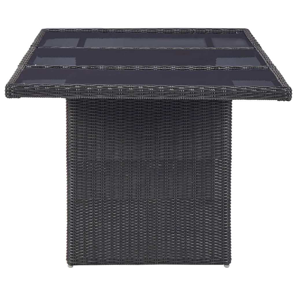 Dining Set Black PE Rattan Large Stackable Dining Set