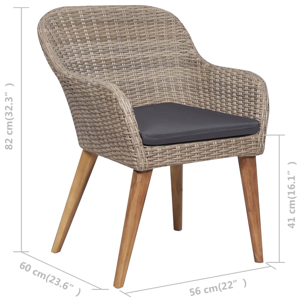 Dining Set Brown and Dark Grey