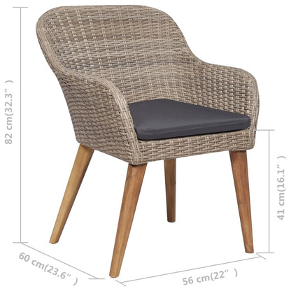 Dining Set Brown and Dark Grey